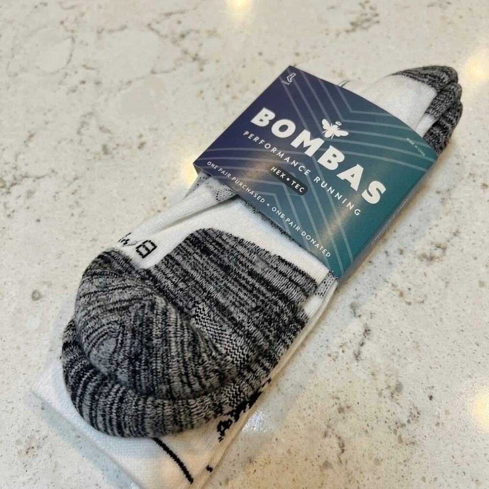 Bombas Performance Running Ankle Socks White Grey X-Large New